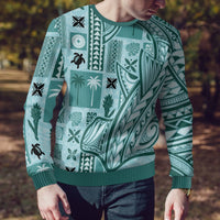 Samoa Tapa Ugly Christmas Sweater Siapo Mix Tatau Patterns - Teal - Wonder Print Shop