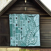 Samoa Tapa Quilt Siapo Mix Tatau Patterns - Teal - Wonder Print Shop