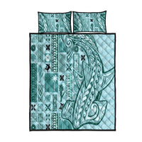 Samoa Tapa Quilt Bed Set Siapo Mix Tatau Patterns - Teal - Wonder Print Shop