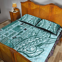 Samoa Tapa Quilt Bed Set Siapo Mix Tatau Patterns - Teal - Wonder Print Shop