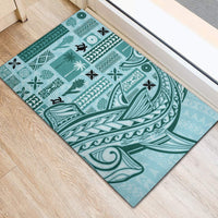 Samoa Tapa Rubber Doormat Siapo Mix Tatau Patterns - Teal - Wonder Print Shop