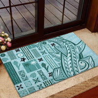 Samoa Tapa Rubber Doormat Siapo Mix Tatau Patterns - Teal - Wonder Print Shop