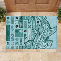 Samoa Tapa Rubber Doormat Siapo Mix Tatau Patterns - Teal - Wonder Print Shop