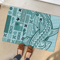 Samoa Tapa Rubber Doormat Siapo Mix Tatau Patterns - Teal - Wonder Print Shop