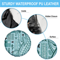 Samoa Tapa Spare Tire Cover Siapo Mix Tatau Patterns - Teal - Wonder Print Shop