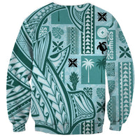 Samoa Tapa Sweatshirt Siapo Mix Tatau Patterns - Teal - Wonder Print Shop