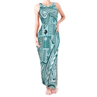 Samoa Tapa Tank Maxi Dress Siapo Mix Tatau Patterns - Teal - Wonder Print Shop