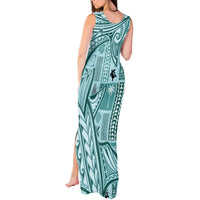 Samoa Tapa Tank Maxi Dress Siapo Mix Tatau Patterns - Teal - Wonder Print Shop