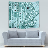 Samoa Tapa Tapestry Siapo Mix Tatau Patterns - Teal - Wonder Print Shop