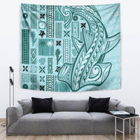 Samoa Tapa Tapestry Siapo Mix Tatau Patterns - Teal - Wonder Print Shop