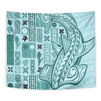 Samoa Tapa Tapestry Siapo Mix Tatau Patterns - Teal - Wonder Print Shop