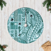 Samoa Tapa Tree Skirt Siapo Mix Tatau Patterns - Teal - Wonder Print Shop