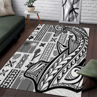 Samoa Tapa Area Rug Siapo Mix Tatau Patterns - White LT7 - Wonder Print Shop