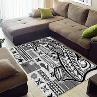 Samoa Tapa Area Rug Siapo Mix Tatau Patterns - White LT7 - Wonder Print Shop