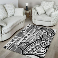 Samoa Tapa Area Rug Siapo Mix Tatau Patterns - White LT7 - Wonder Print Shop