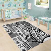 Samoa Tapa Area Rug Siapo Mix Tatau Patterns - White LT7 - Wonder Print Shop