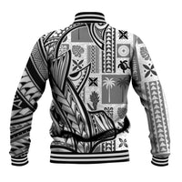 Samoa Tapa Baseball Jacket Siapo Mix Tatau Patterns - White LT7 - Wonder Print Shop