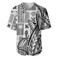 Samoa Tapa Baseball Jersey Siapo Mix Tatau Patterns - White LT7 - Wonder Print Shop