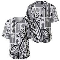 Samoa Tapa Baseball Jersey Siapo Mix Tatau Patterns - White LT7 - Wonder Print Shop