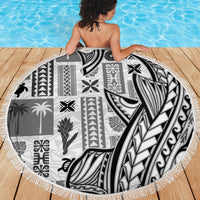 Samoa Tapa Beach Blanket Siapo Mix Tatau Patterns - White LT7 - Wonder Print Shop