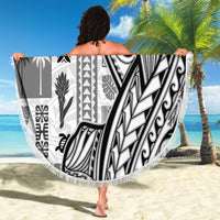 Samoa Tapa Beach Blanket Siapo Mix Tatau Patterns - White LT7 - Wonder Print Shop