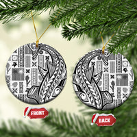 Samoa Tapa Ceramic Ornament Siapo Mix Tatau Patterns - White LT7 - Wonder Print Shop