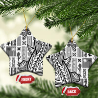 Samoa Tapa Ceramic Ornament Siapo Mix Tatau Patterns - White LT7 - Wonder Print Shop