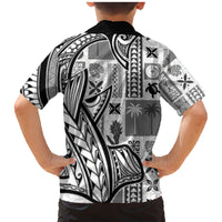 Samoa Tapa Family Matching Mermaid Dress and Hawaiian Shirt Siapo Mix Tatau Patterns - White LT7 - Wonder Print Shop