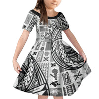 Samoa Tapa Family Matching Mermaid Dress and Hawaiian Shirt Siapo Mix Tatau Patterns - White LT7 - Wonder Print Shop