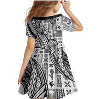 Samoa Tapa Family Matching Mermaid Dress and Hawaiian Shirt Siapo Mix Tatau Patterns - White LT7 - Wonder Print Shop