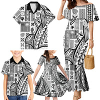 Samoa Tapa Family Matching Mermaid Dress and Hawaiian Shirt Siapo Mix Tatau Patterns - White LT7 - Wonder Print Shop