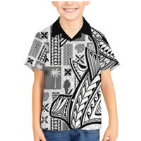 Samoa Tapa Family Matching Mermaid Dress and Hawaiian Shirt Siapo Mix Tatau Patterns - White LT7 - Wonder Print Shop