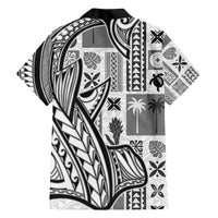 Samoa Tapa Family Matching Off Shoulder Maxi Dress and Hawaiian Shirt Siapo Mix Tatau Patterns - White LT7 - Wonder Print Shop