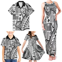 Samoa Tapa Family Matching Tank Maxi Dress and Hawaiian Shirt Siapo Mix Tatau Patterns - White - Wonder Print Shop