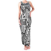 Samoa Tapa Family Matching Tank Maxi Dress and Hawaiian Shirt Siapo Mix Tatau Patterns - White - Wonder Print Shop