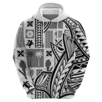Samoa Tapa Hoodie Siapo Mix Tatau Patterns - White - Wonder Print Shop