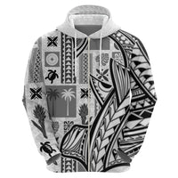 Samoa Tapa Hoodie Siapo Mix Tatau Patterns - White - Wonder Print Shop