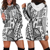 Samoa Tapa Hoodie Dress Siapo Mix Tatau Patterns - White - Wonder Print Shop