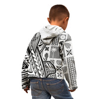Samoa Tapa Kid Hoodie Siapo Mix Tatau Patterns - White - Wonder Print Shop