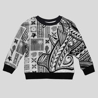 Samoa Tapa Kid Ugly Christmas Sweater Siapo Mix Tatau Patterns - White - Wonder Print Shop