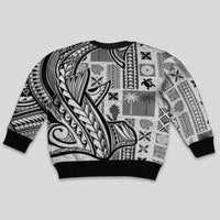 Samoa Tapa Kid Ugly Christmas Sweater Siapo Mix Tatau Patterns - White - Wonder Print Shop