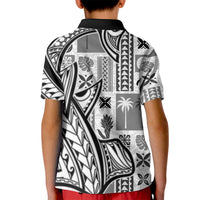 Samoa Tapa Kid Polo Shirt Siapo Mix Tatau Patterns - White - Wonder Print Shop