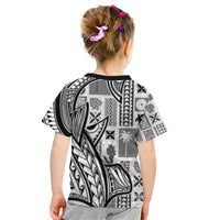 Samoa Tapa Kid T Shirt Siapo Mix Tatau Patterns - White - Wonder Print Shop