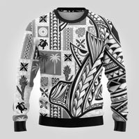 Samoa Tapa Ugly Christmas Sweater Siapo Mix Tatau Patterns - White - Wonder Print Shop