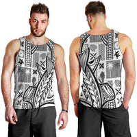 Samoa Tapa Men Tank Top Siapo Mix Tatau Patterns - White - Wonder Print Shop