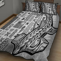 Samoa Tapa Quilt Bed Set Siapo Mix Tatau Patterns - White - Wonder Print Shop