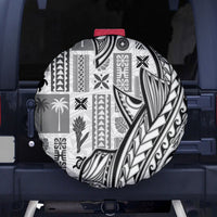 Samoa Tapa Spare Tire Cover Siapo Mix Tatau Patterns - White - Wonder Print Shop