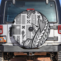 Samoa Tapa Spare Tire Cover Siapo Mix Tatau Patterns - White - Wonder Print Shop