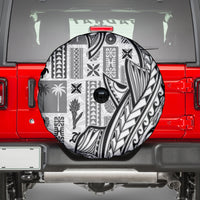 Samoa Tapa Spare Tire Cover Siapo Mix Tatau Patterns - White - Wonder Print Shop