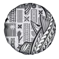 Samoa Tapa Spare Tire Cover Siapo Mix Tatau Patterns - White - Wonder Print Shop